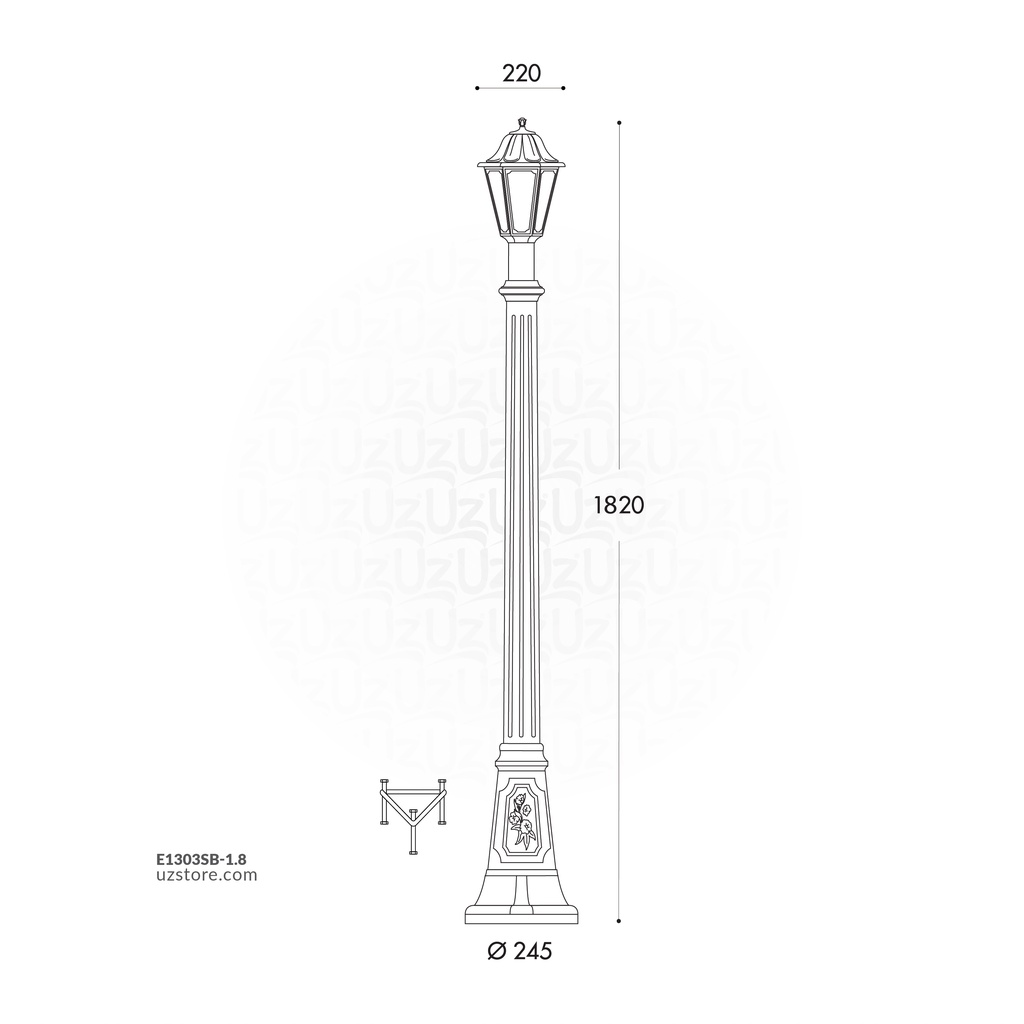 FUMAGALLI ARTU'/ANNA POLE 1820MM CLEAR E27 6W 4000K   BK Made in Italy 