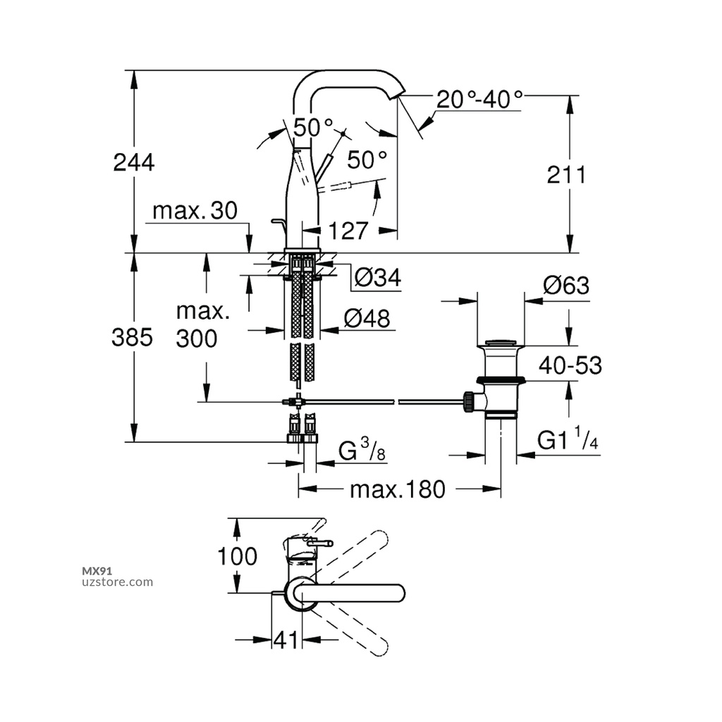 Grohe Essence Single Lever W/B mixer 32628001