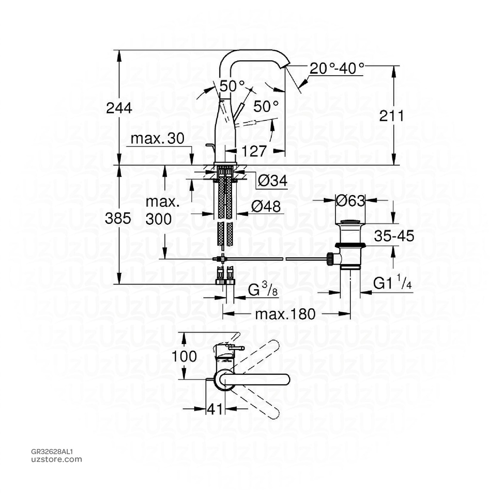 GROHE Essence Single-lever basin mixer 1/2" 
L-Size , 32628AL1 , brushed hard graphite