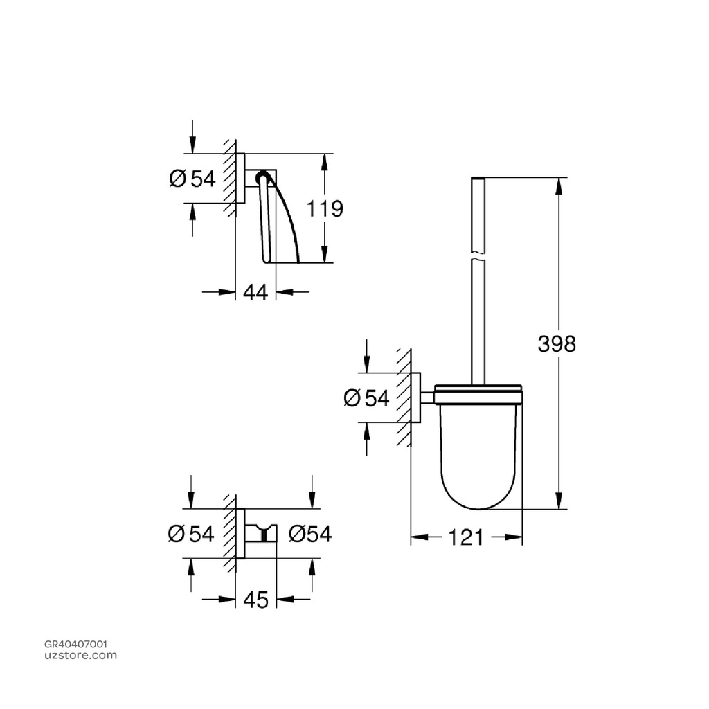 GROHE Essentials City restroom accessories set 3-in-1 , 40407001 , chrome
