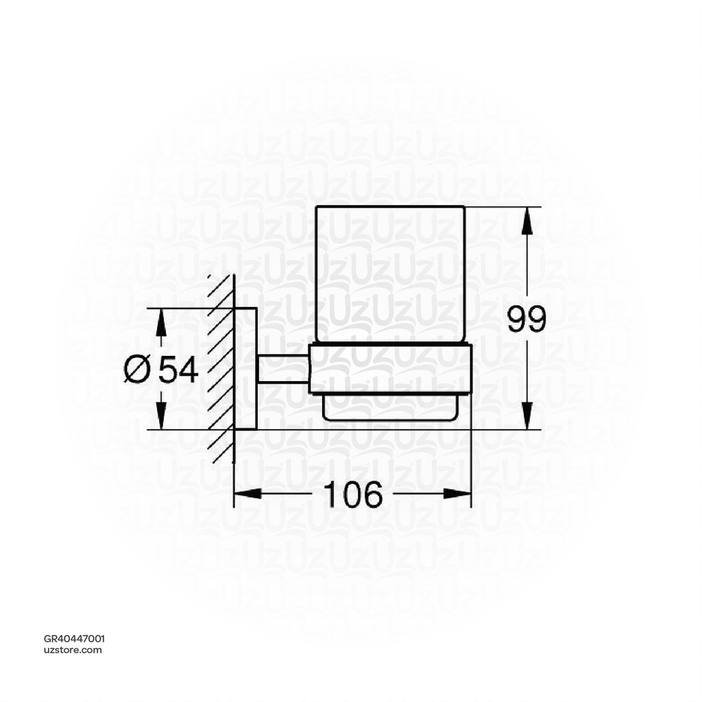 Uzstore GROHE Essentials Crystal glass with holder , 40447001 , chrome GR40447001-02.jpg