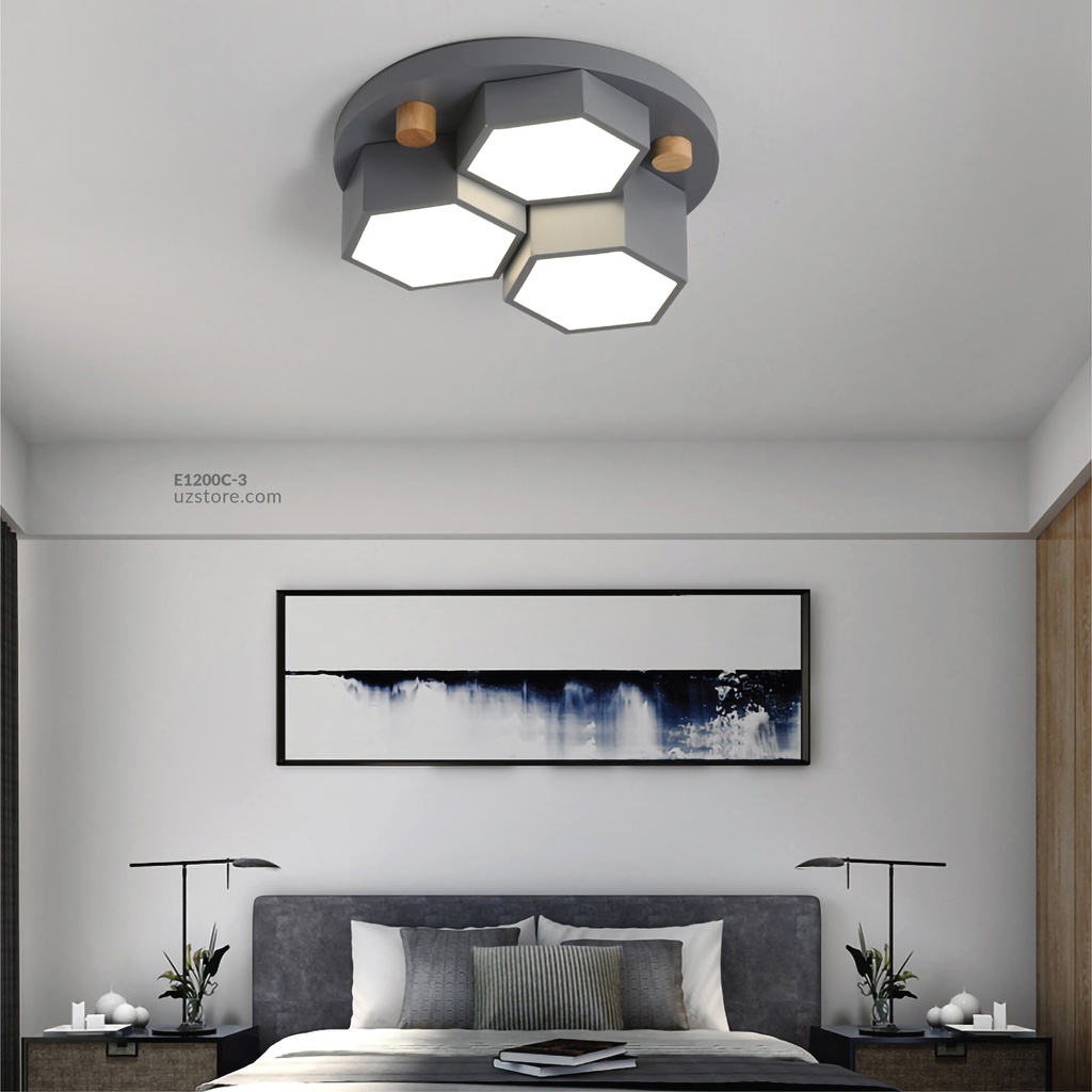 Three-hexagonal wooden ceiling lamp X9365-3