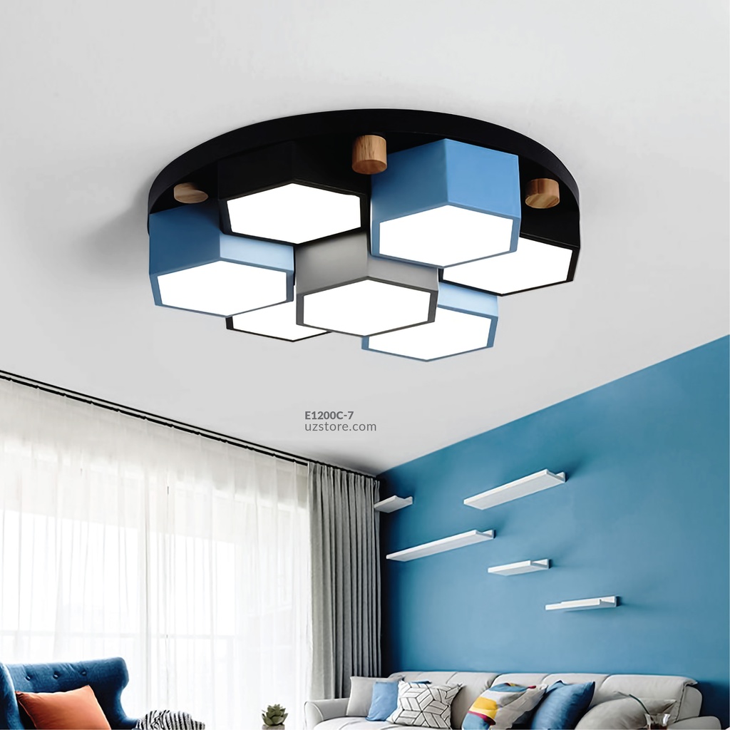 Seven-hexagonal wooden ceiling lamp X9365-7