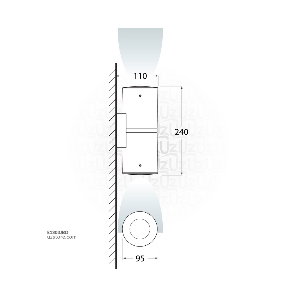 FUMAGALLI FRANCA 90 2L WALL GU10 LED 2X3.5W 3000K  BK Made in Italy 