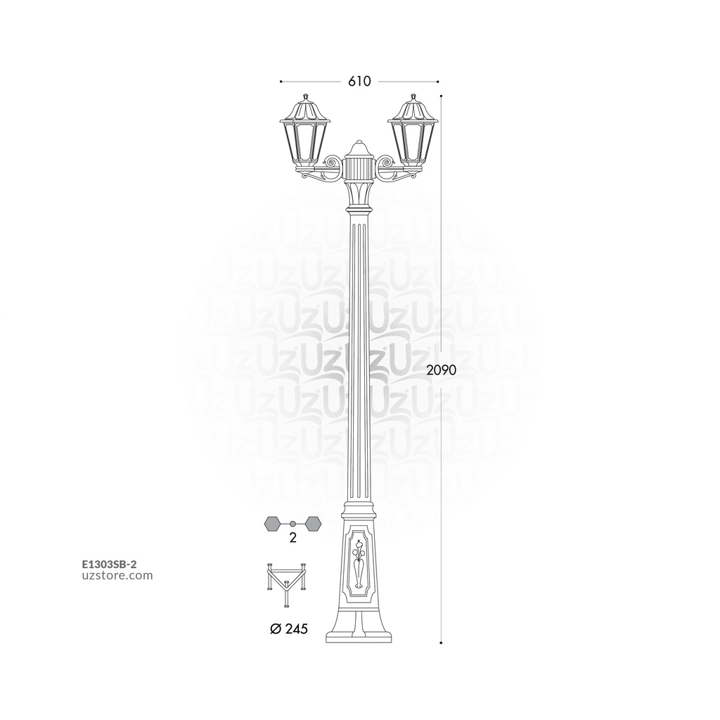 FUMAGALLI GIGI BISSO/ANNA 2L POLE 2090MM CLEAR E27 6W 4000K   BK Made in Italy 