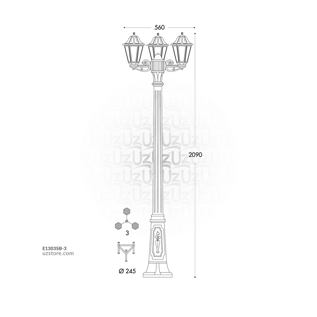 FUMAGALLI GIGI BISSO/ANNA 3L POLE 2090MM CLEAR E27 6W 4000K   BK Made in Italy 