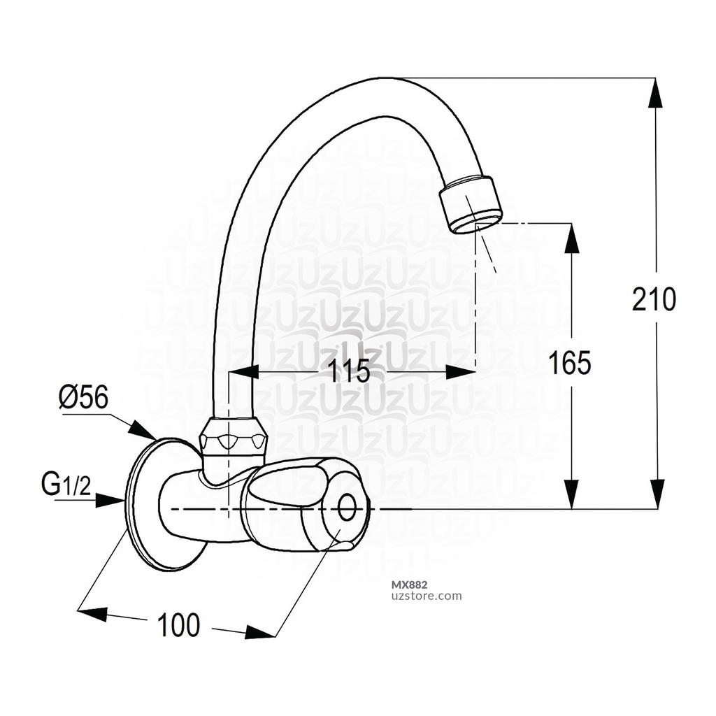  RAK35008 Wall Mounted Sink Tap DN 15