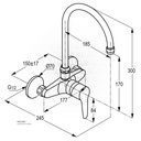 WALL MOUNTED SINK MIXER DN15 WITH SWIVEL SPOUT RAK10028SU