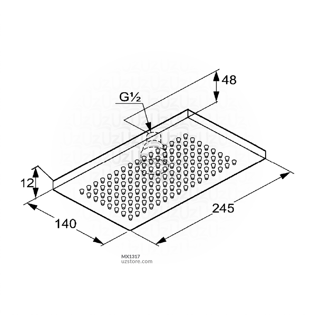 Rectangular Overhead Shower DN15 1/2" female thread (245*140mm) RAK14018