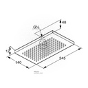 Rectangular Overhead Shower DN15 1/2" female thread (245*140mm) RAK14018