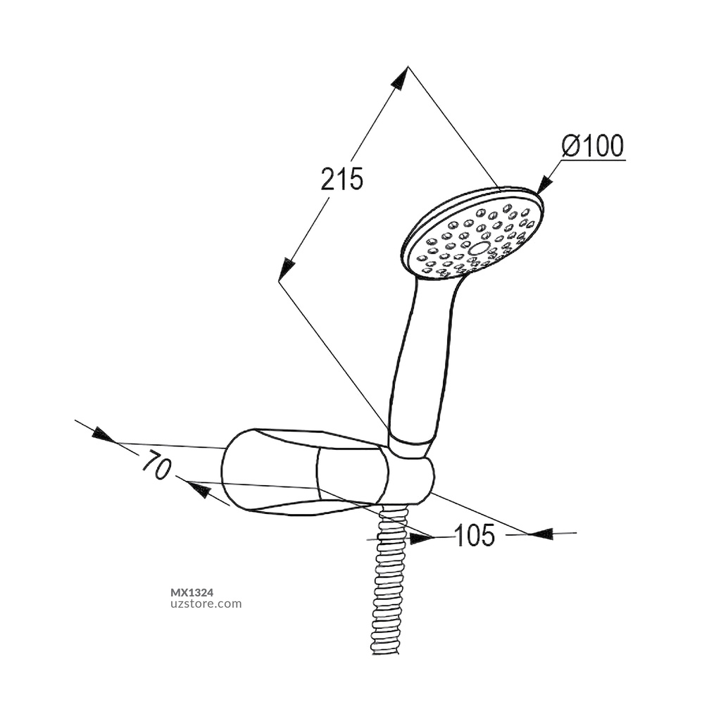 Bath tub set jet kind: rain shower shower connection G 1/2 shower hose 1/2” x 1/2” x 1500 mm Adjustable holder with screws and dowels RAK62003