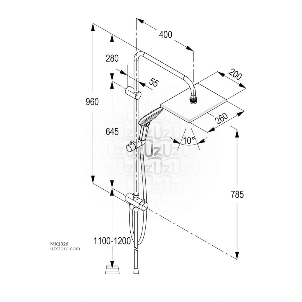 DUAL SHOWER SYSTEM L=1300mm RAK48001