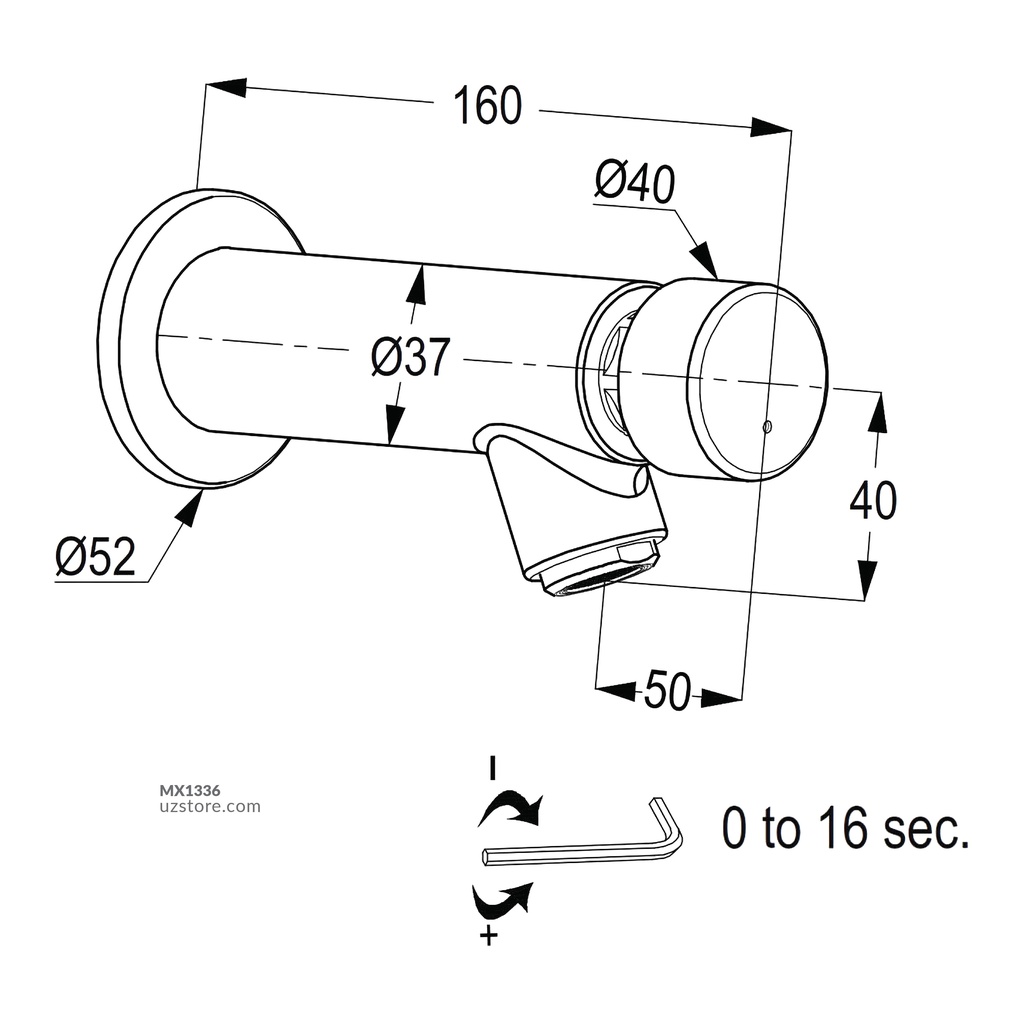 WALL MOUNTED SELF CLOSING TAP DN15 RAK50003