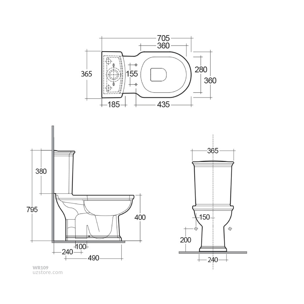 RAK- Washington Water Closet Strap + Flush Tank & Seat Cover