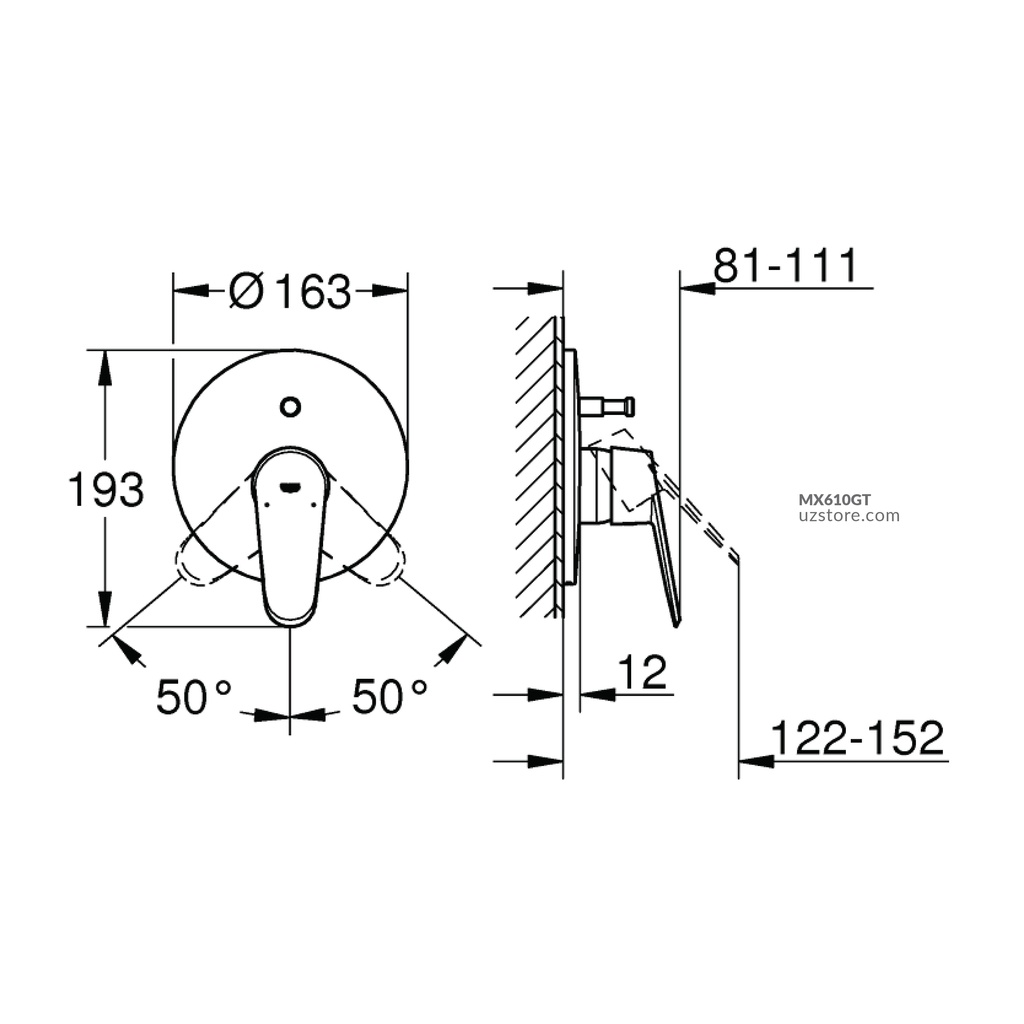 Eurodisc cosmopolitan bath/shower trimset GROHE-GR19548002