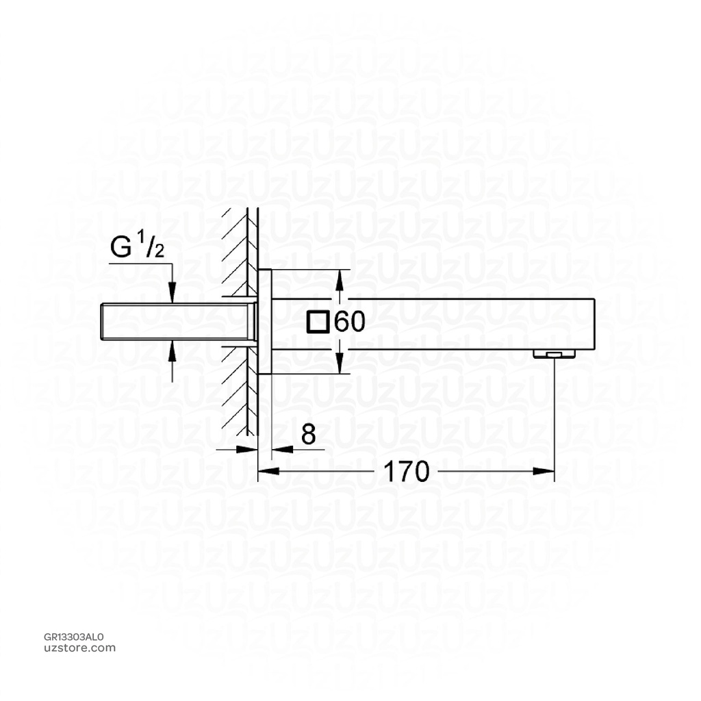 GROHE Eurocube Bath spout , 13303AL0 , brushed hard graphite