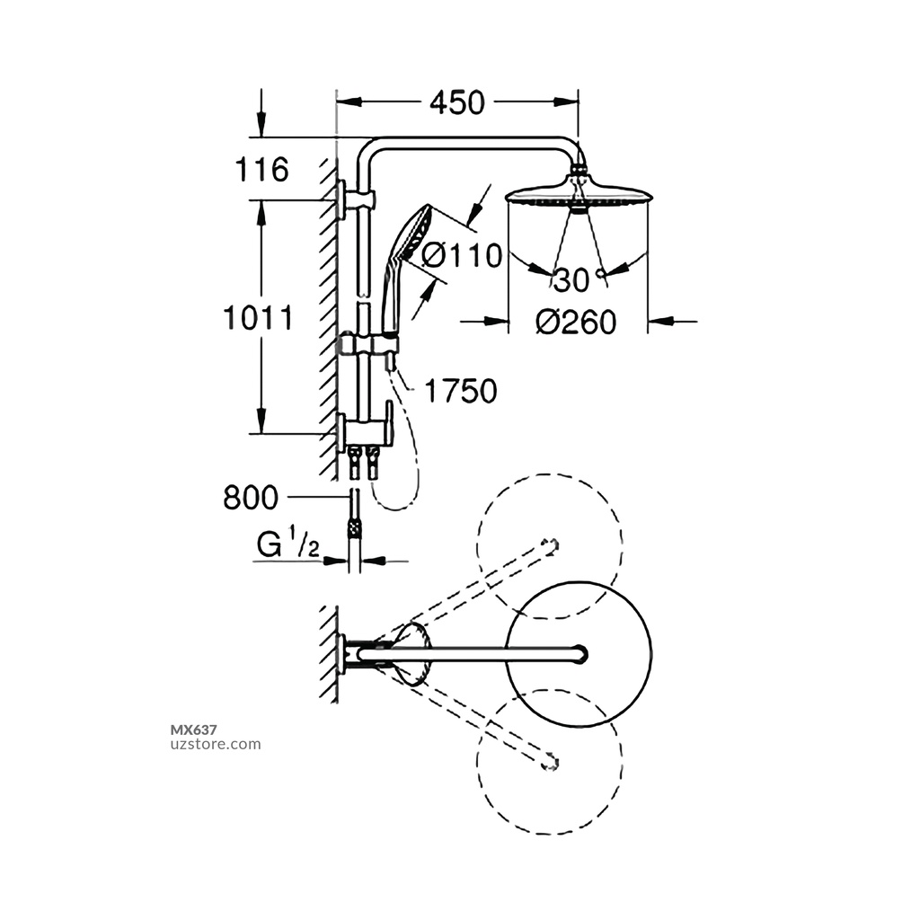 GROHE 27421002 Euphoria 260 Shower System