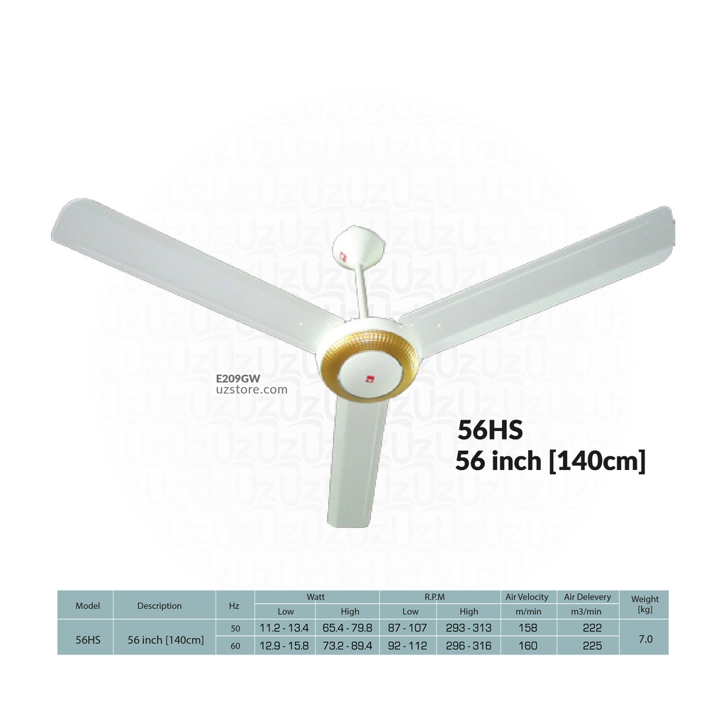 Hayashi Celling Fan 56 Gold White