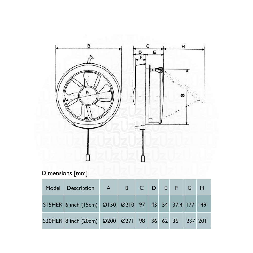 Hayashi EXST FAN6"RD 15H