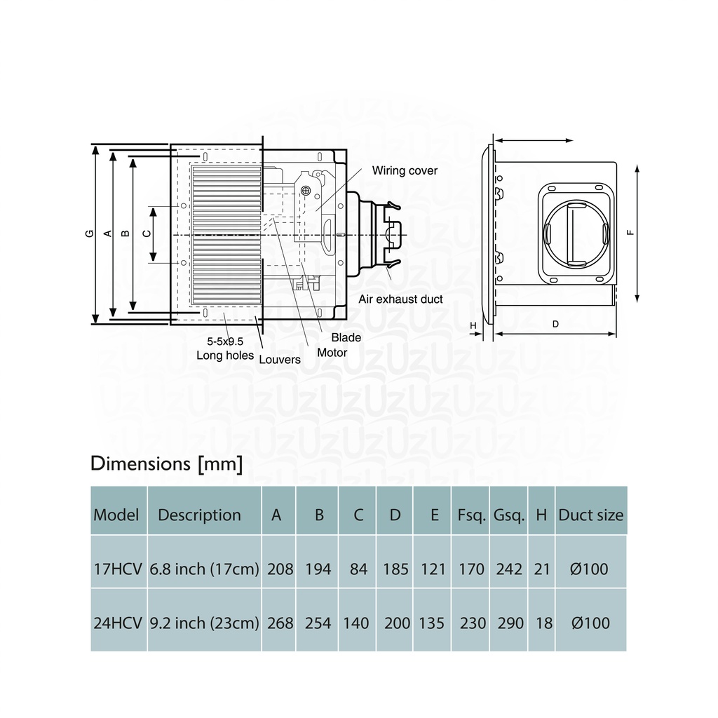 Hayashi Ceeling mount ventilating fan 6" 17 HCV