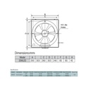 Hayashi EXST FAN 8"SQ 20H With louver