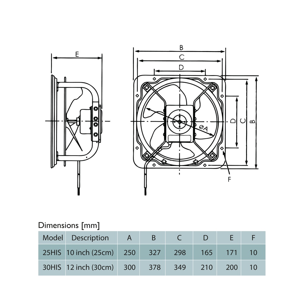 Hayashi EXST FAN 12" SQ Industrial 30H