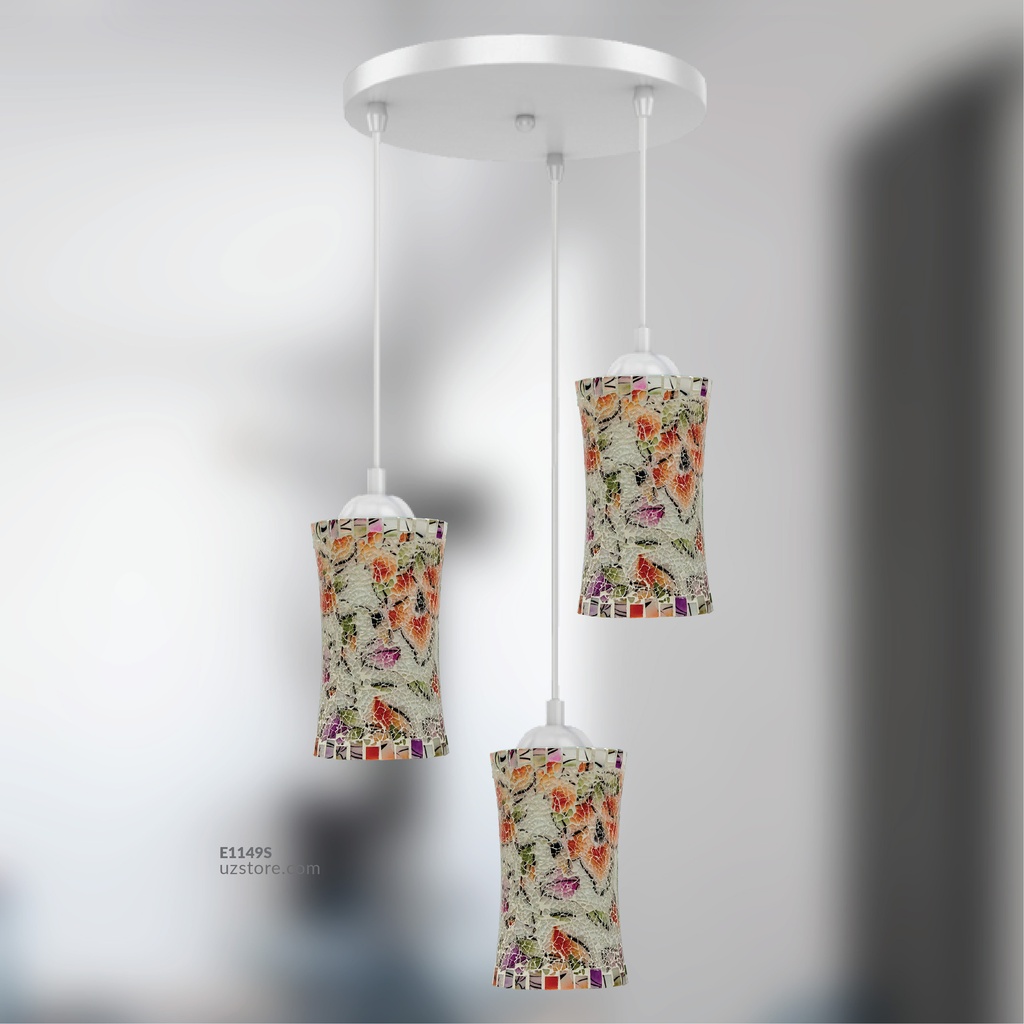 Trible Celling Mosaic Glass Light