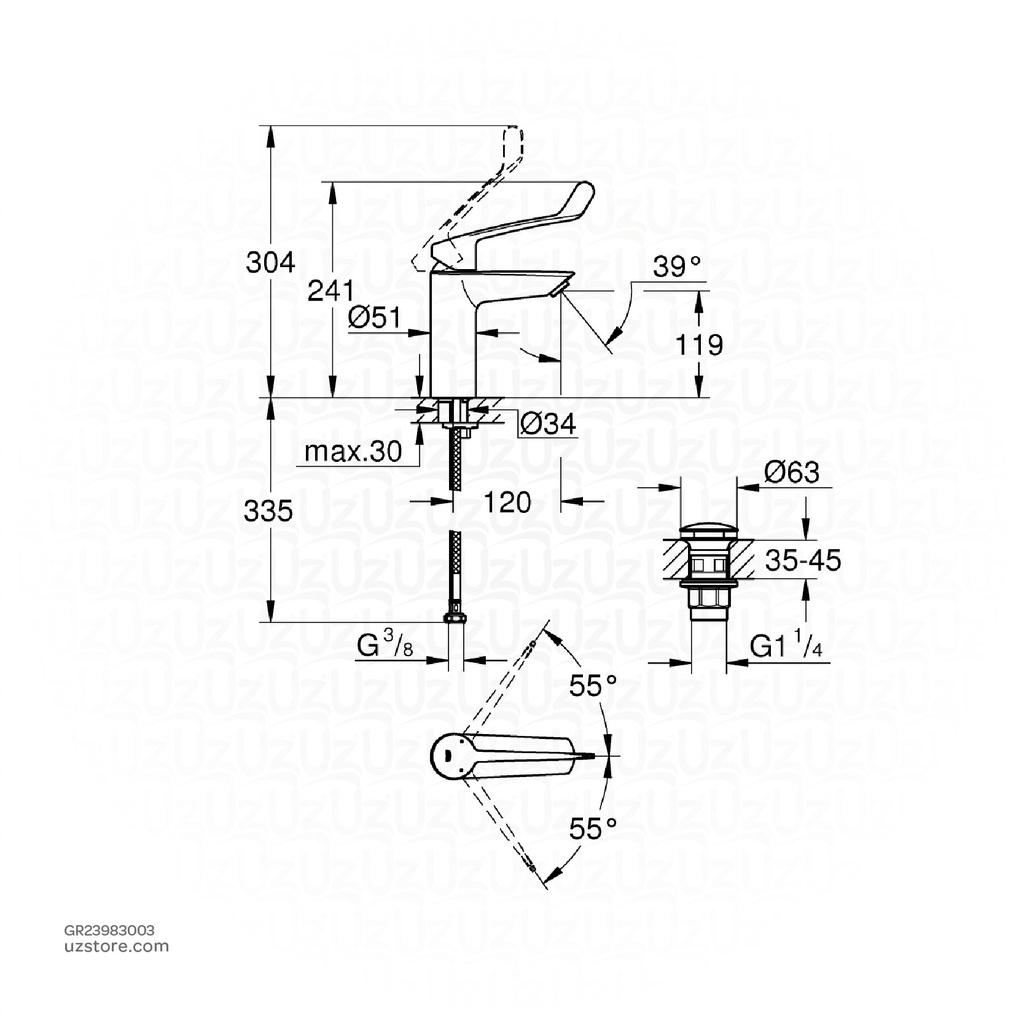 GROHE Eurosmart Single-lever basin mixer 1/2"
M-Size , 23983003 , chrome