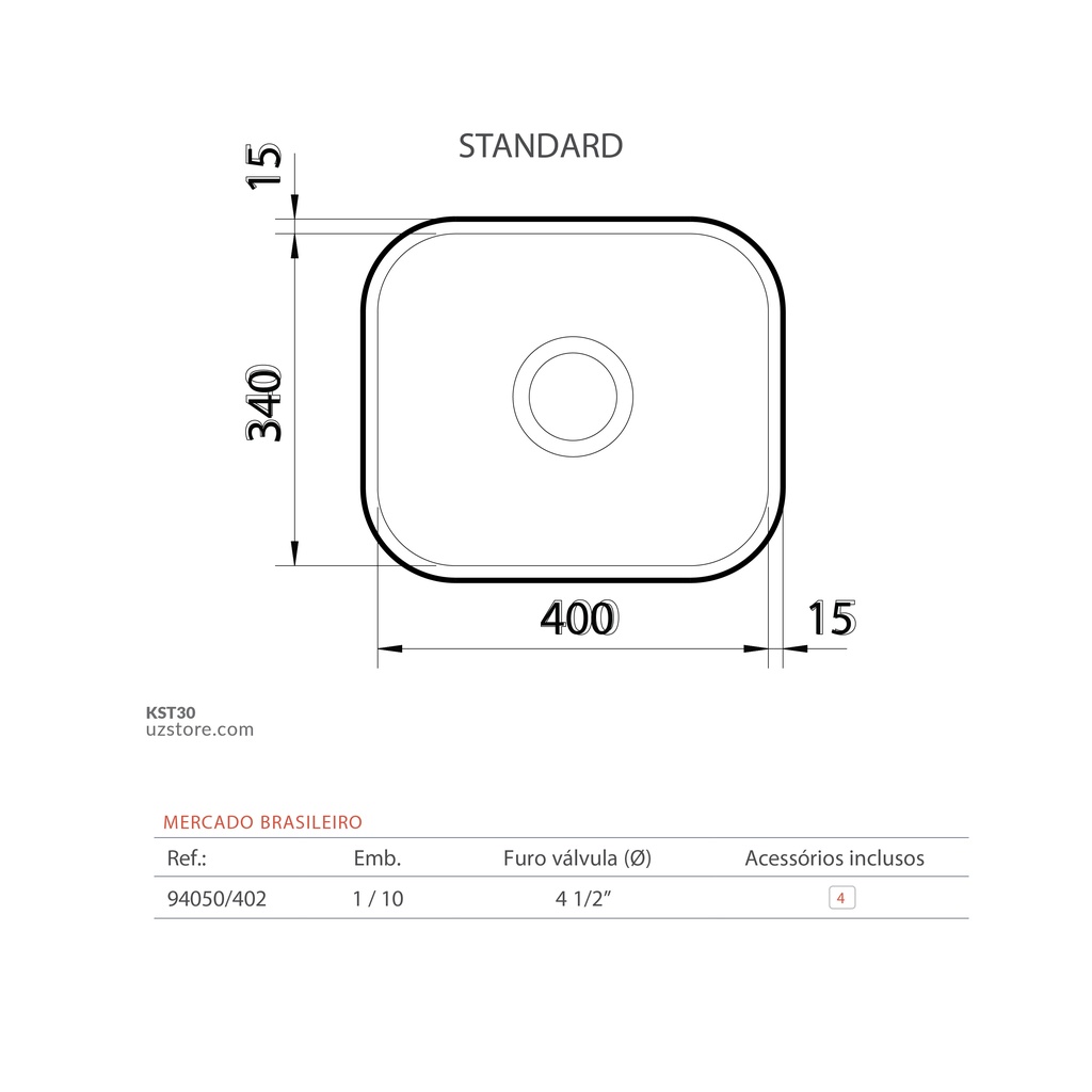 TRAMONTING SS Kitchen Sink Under Bowl TR 94050/402