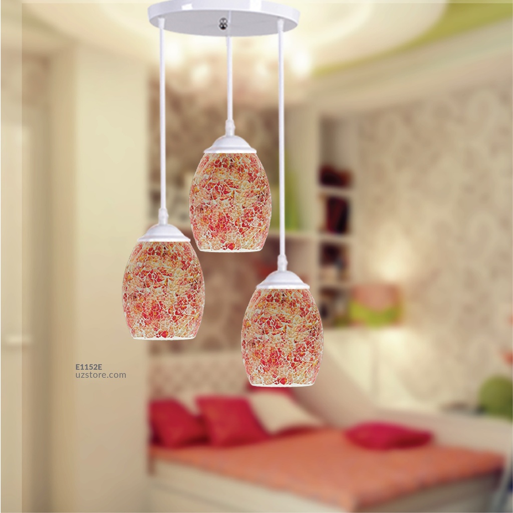 Trible Celling Mosaic Glass Light