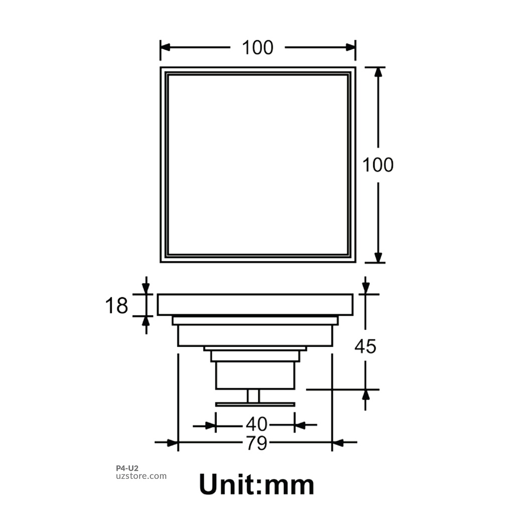 Drawing Color Brass Floor Drain 9873QSN 10*10