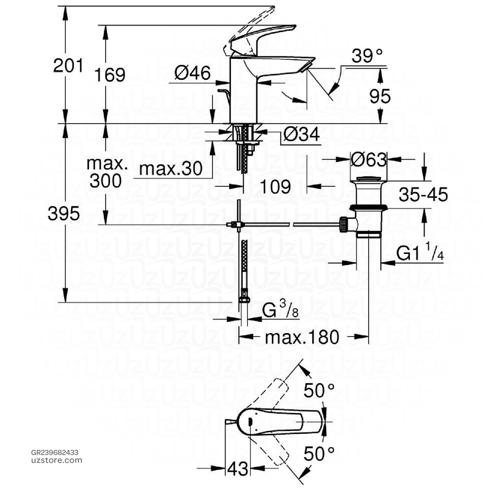 GROHE Eurosmart SLM Basin S PushOp 239682433