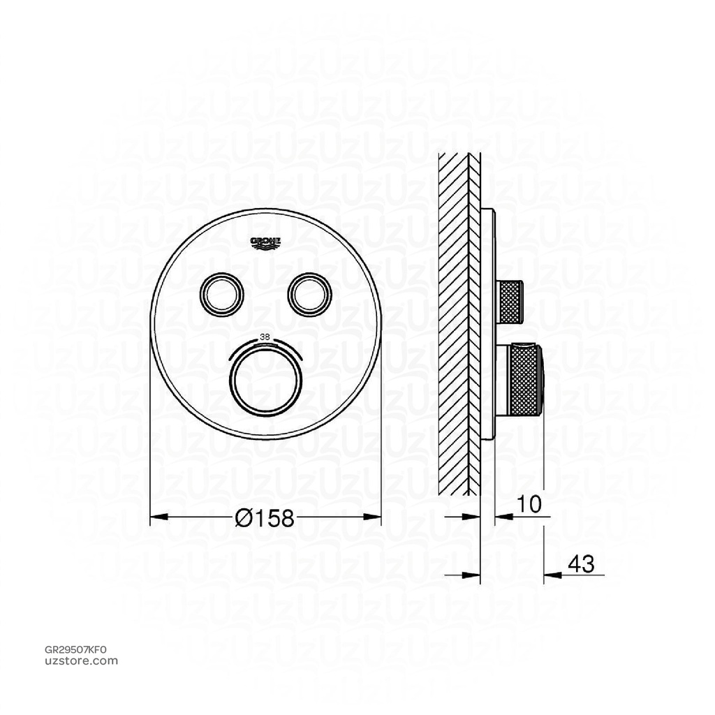 GROHE Grohtherm SmartControl Safety mixer for concealed installation with 2 valves , 29507KF0 , phantom black