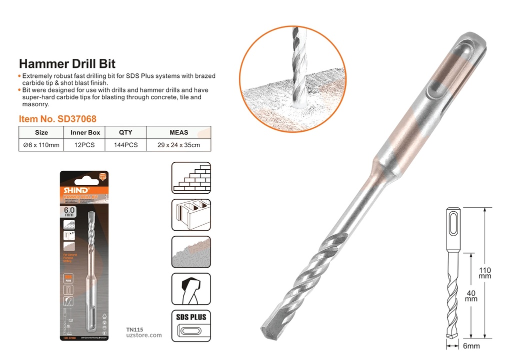 Shind - Electric hammer drill 6*110 37068