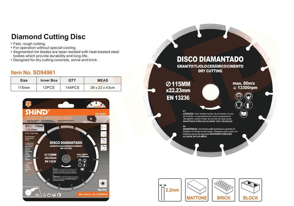 Shind - 115 dry diamond saw blade 94961