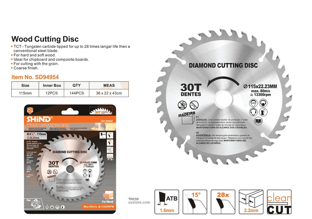 Shind - 115 alloy saw blade 30T 94954