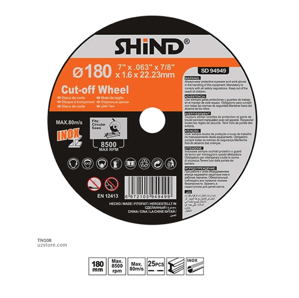 Shind - 180*1.6*22.2 grinding disc 94949