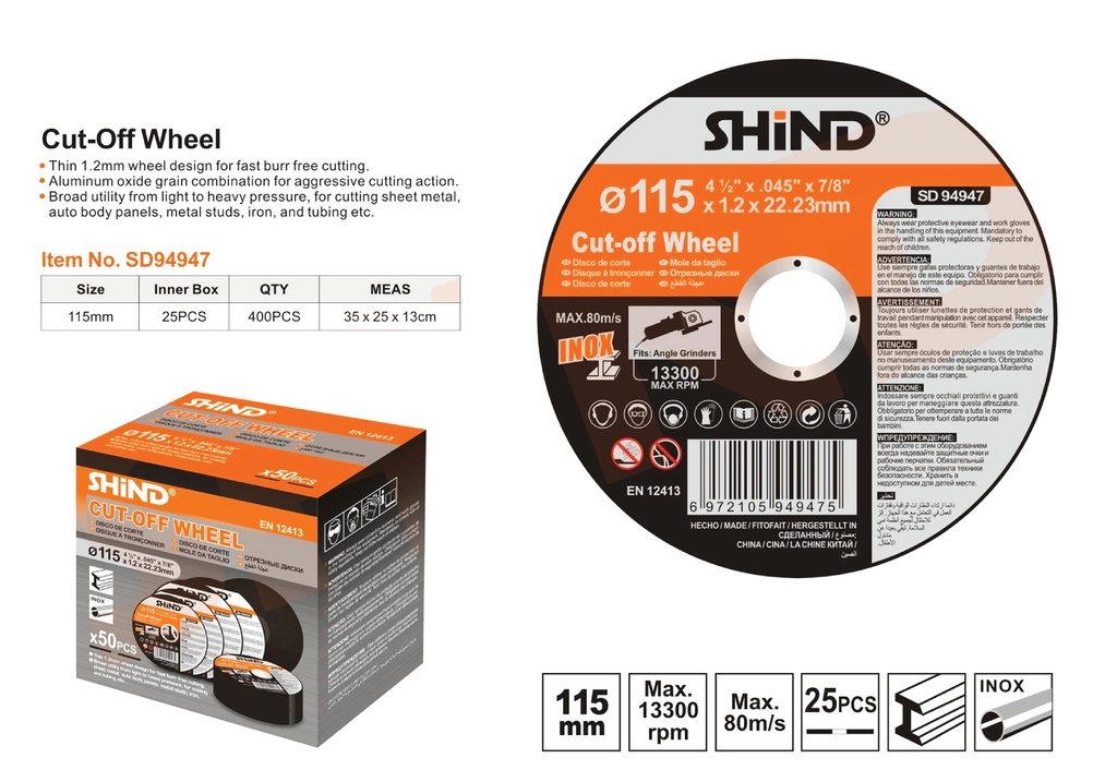 Shind - 115*1.2*22.2 grinding disc 94947