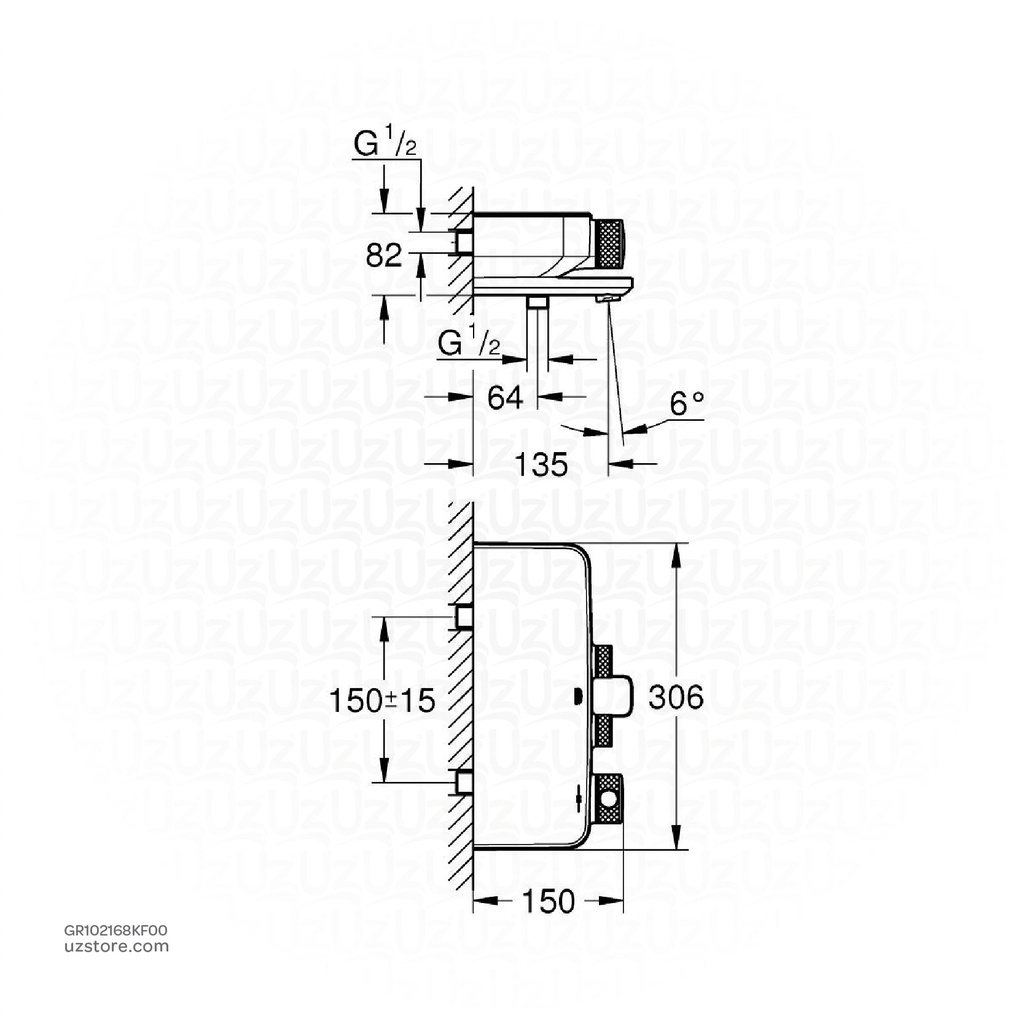 GROHE Grohtherm SmartControl Bath Safety Mixer , 102168KF00 , phantom black