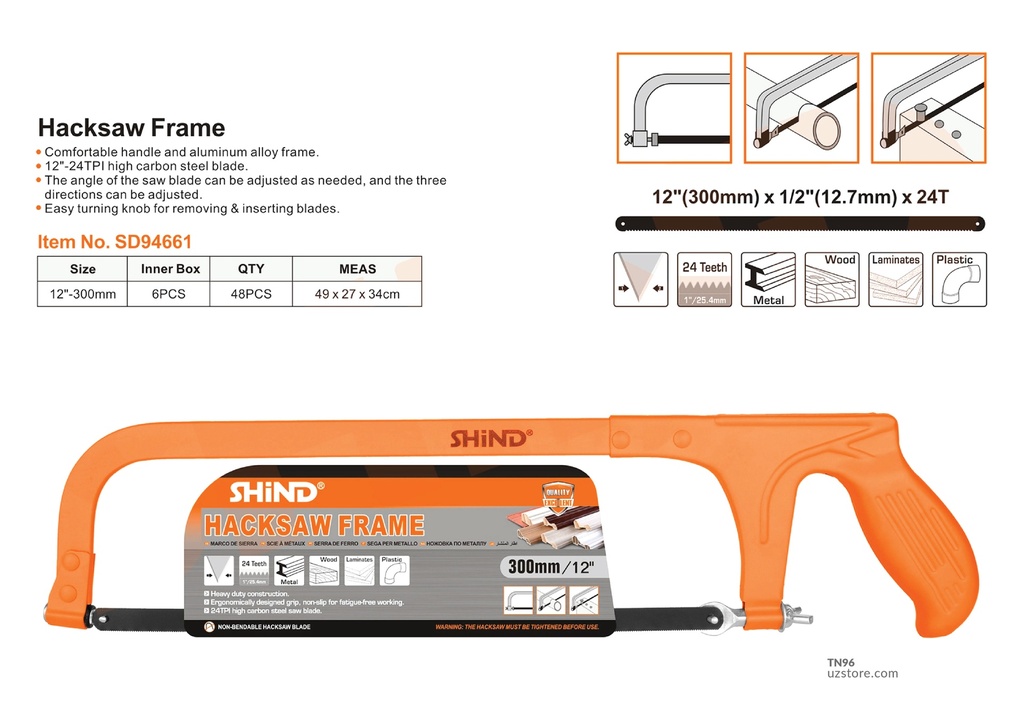 Shind - QWD4008-1 Hacksaw frame 94661