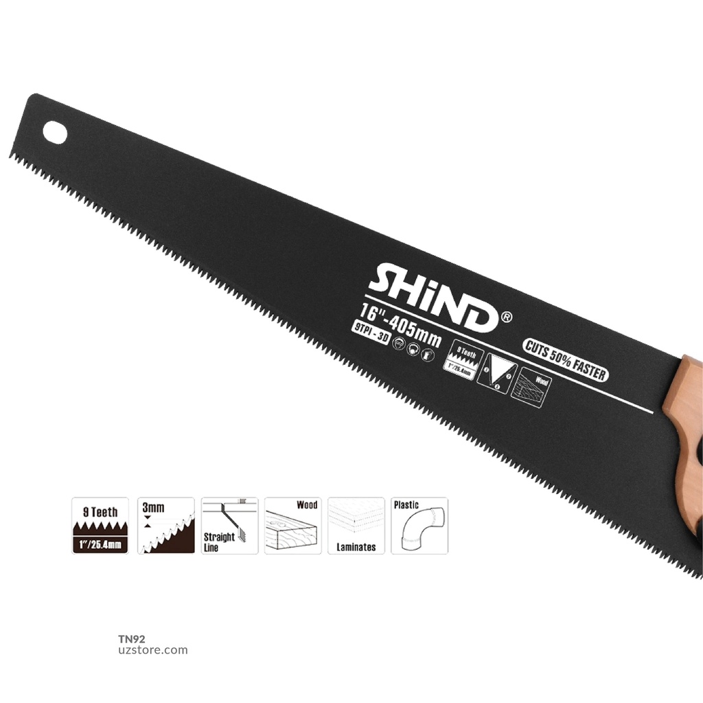 Shind - 16 inch 400MM wood handle hand saw 94638