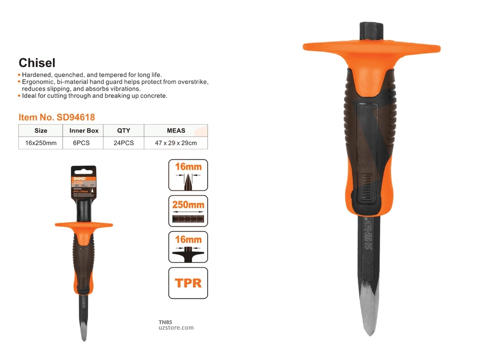 Shind - 250*16MM handle penetrating masonry chisel pointed 94618