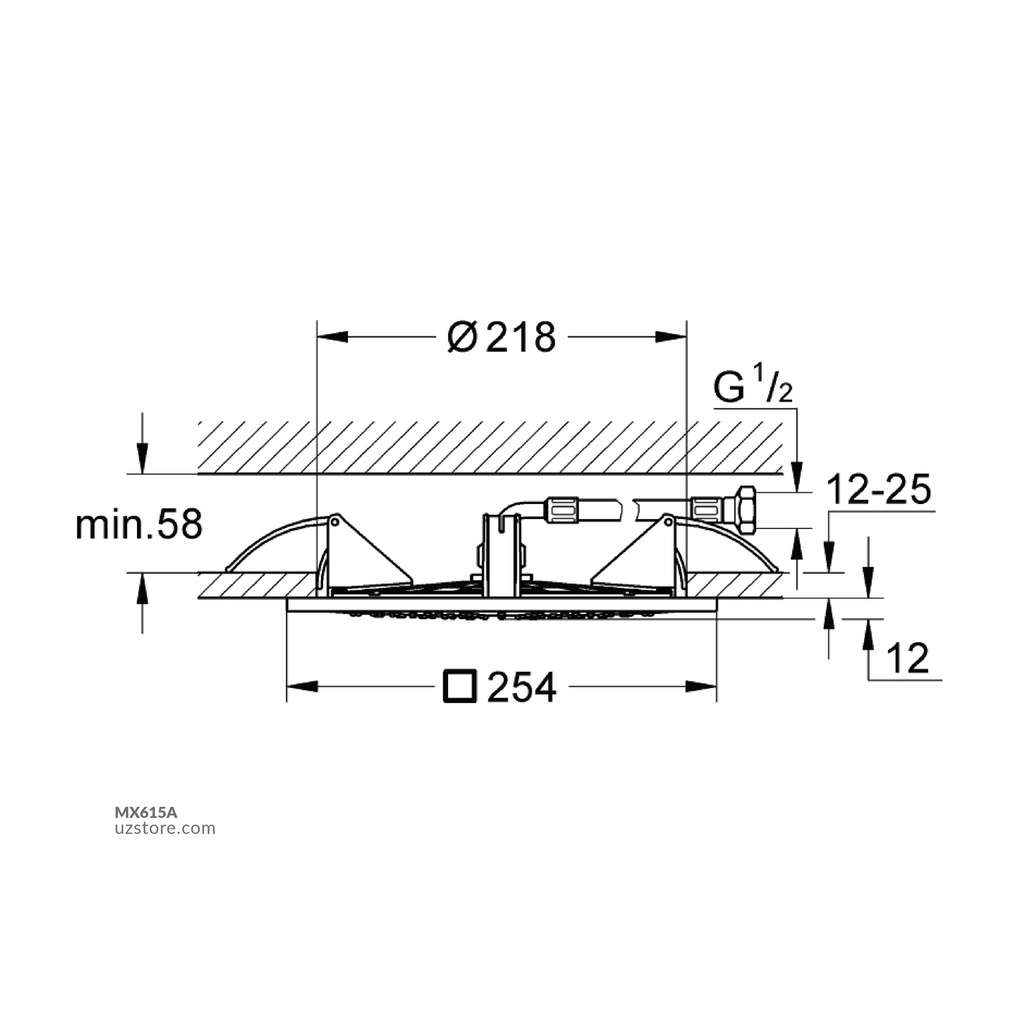 Rain shower F-series head shower set 1 spray 254x254mm GROHE-GR27467000