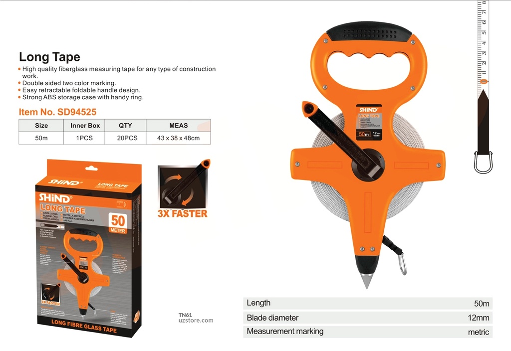 Shind - 50M rack type long measuring tape 94525