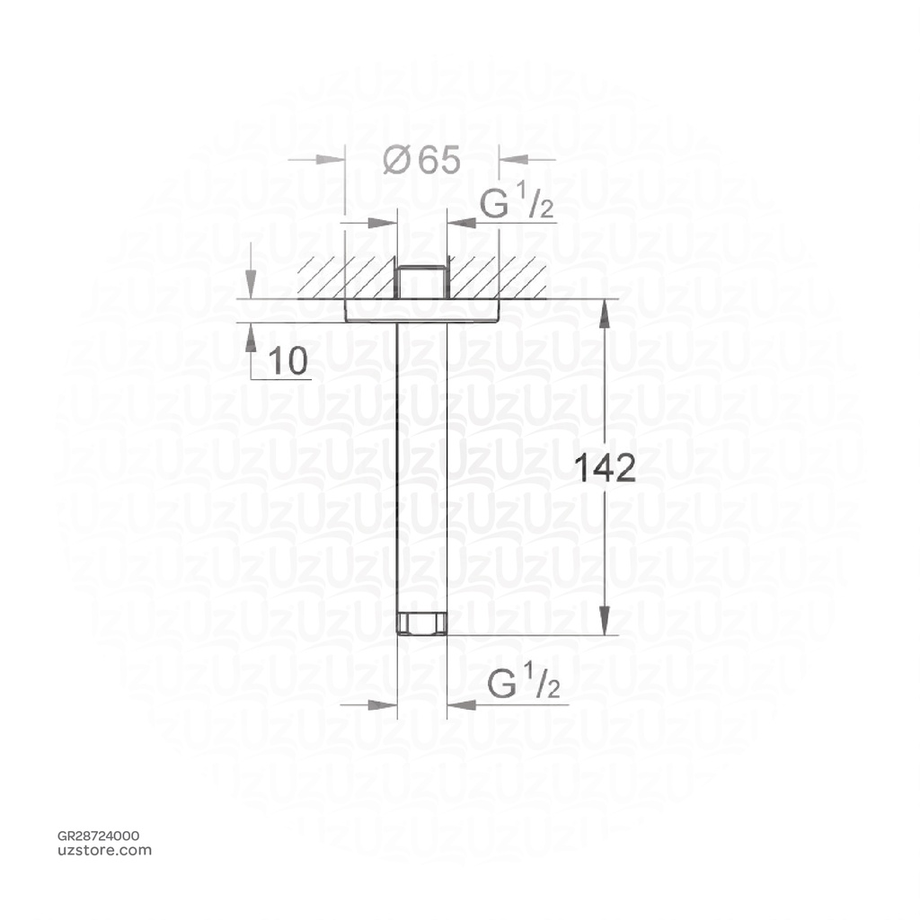 GROHE Rainshower Shower arm ceiling 142 mm , 28724000 , chrome