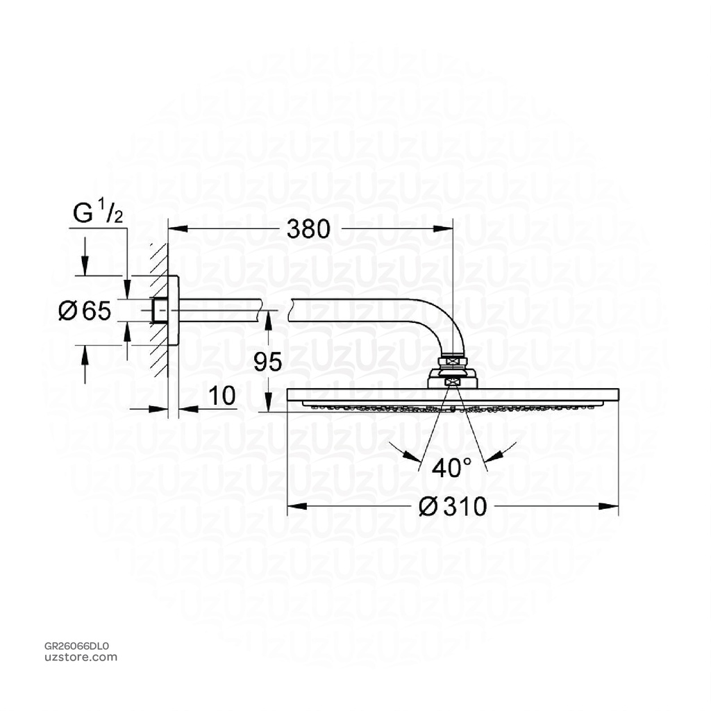 GROHE Rainshower Cosmopolitan 310 Head shower set 380 mm , 1 spray , 26066DL0 , brushed warm sunset