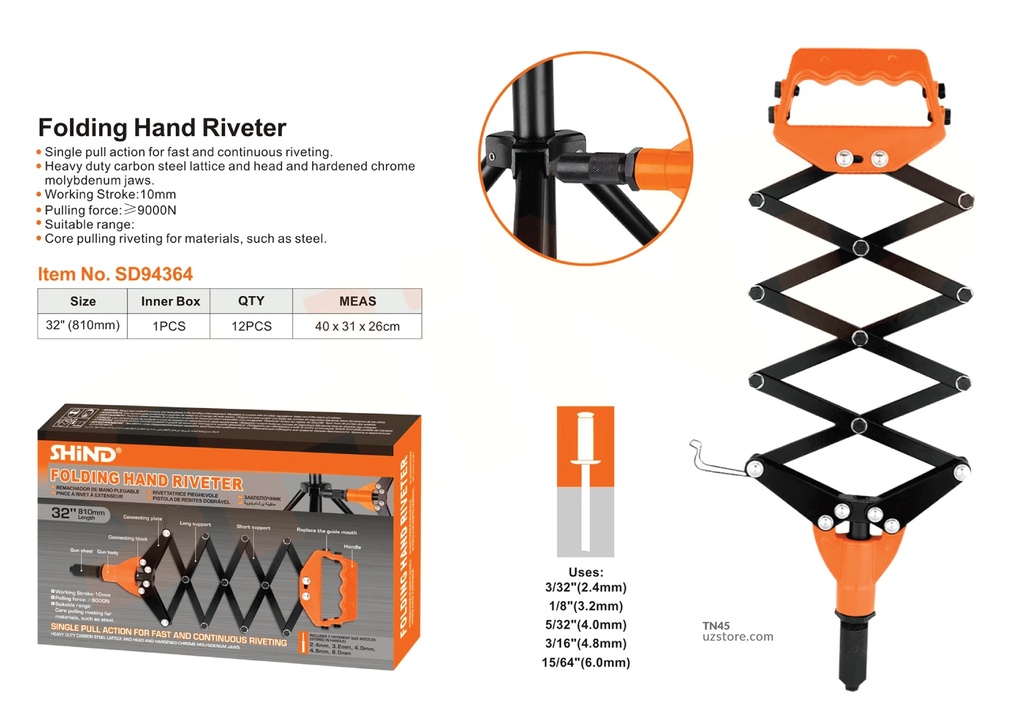 Shind - 32" folding riveting gun 94364