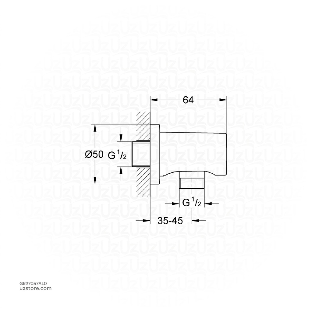 GROHE Rainshower Shower outlet elbow 1/2" , 27057AL0 , brushed hard graphite