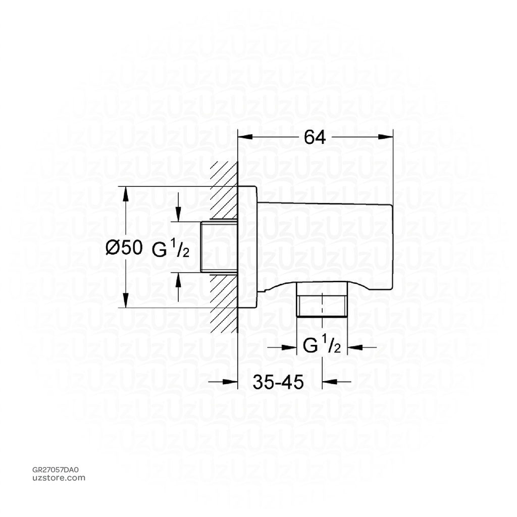 GROHE Rainshower Shower outlet elbow 1/2" , 27057DA0 , warm sunset