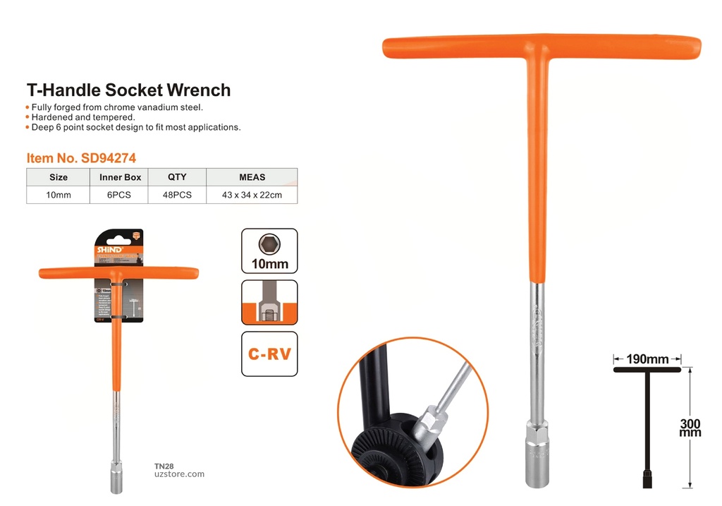 Shind - 10MM T type wrench 94274